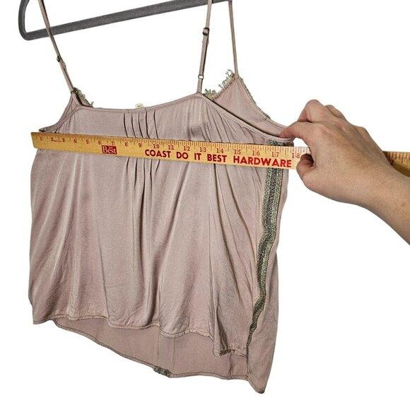 Vintage-Inspired Tiny M Pink & Gold Lace Trimmed Slip Camisole Babydoll Coquette - Picture 9 of 10